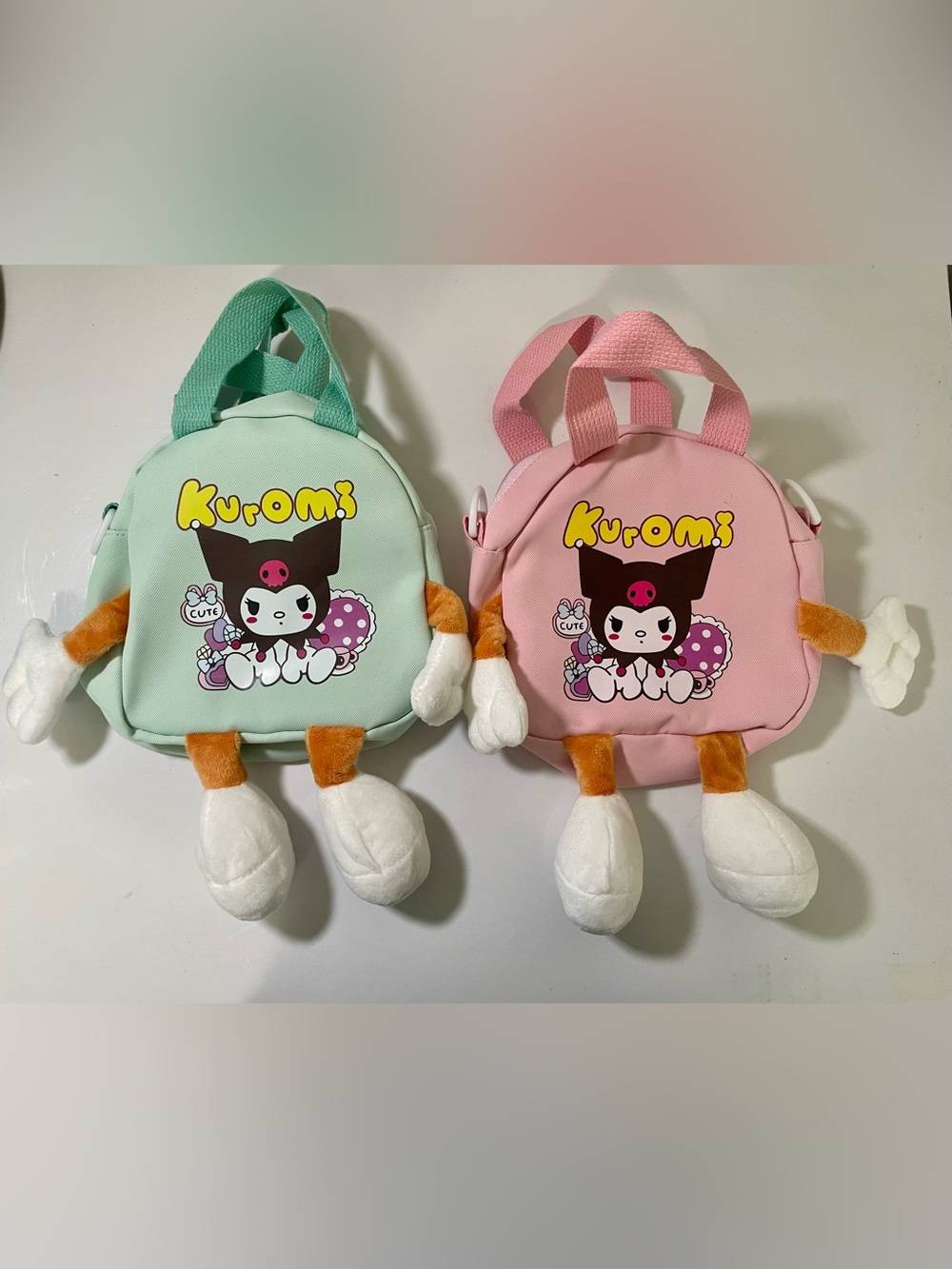 Kuromi Plush Mini Backpack - Mint & Pink Duo
